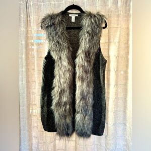 Faux Fur Vest with Knit Body by White House Black Market